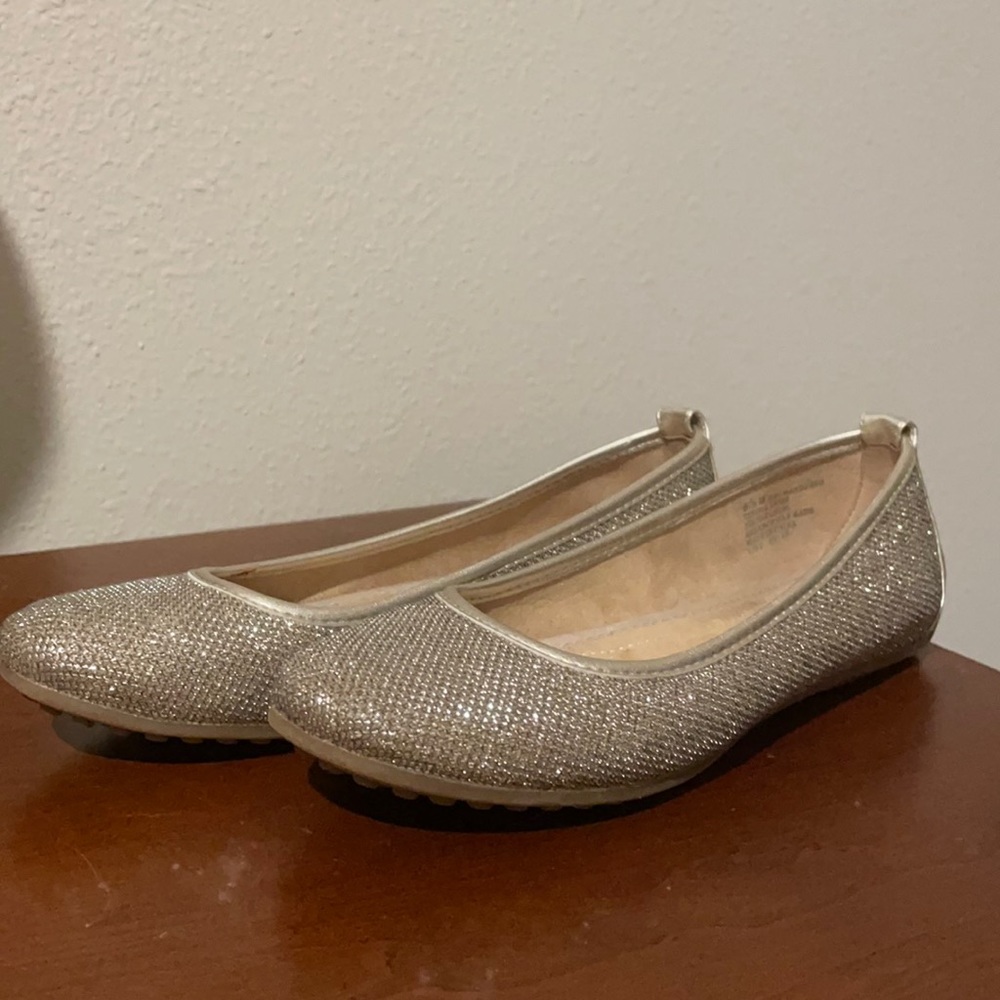 Gold sparkly flats